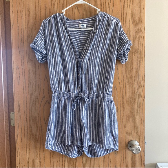 Old Navy Gingham Striped Button-down Romper - Picture 3 of 13